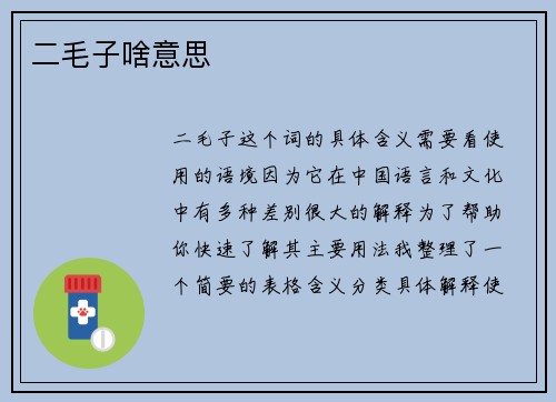 二毛子啥意思